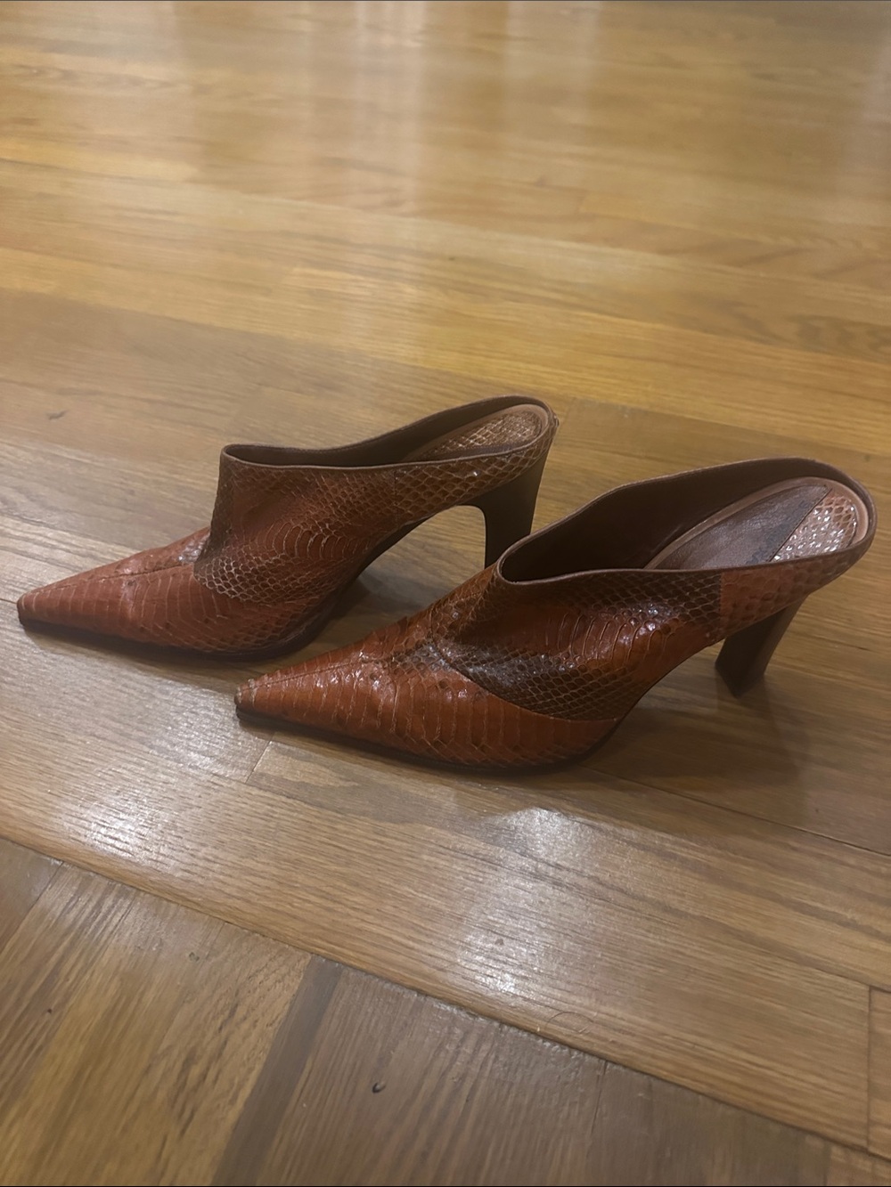 BCBG Real Snakeskin Slide Heels - Picture 3 of 6